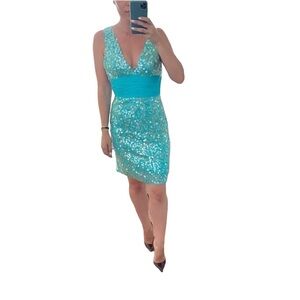Jovani Sequin Dress Aqua